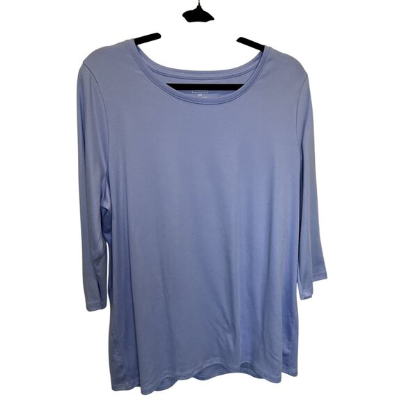NWT L.L.Bean Supima Cotton Blue 3/4 Sleeve Tee‎ 1X Casual Basic - Picture 2 of 7